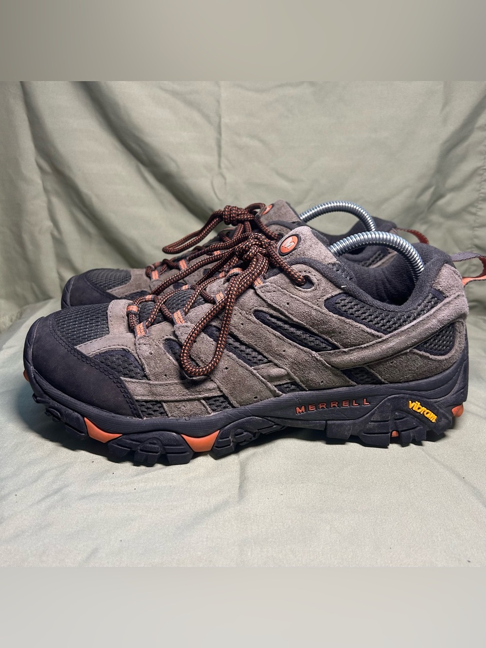 Merrell Moab 2 Hiking Shoes w/ Vibram Soles Lace Up Men's 10 Gray Suede